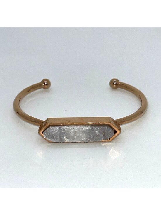 Kinsley Armelle Jewelry - Druzy Quartz Cuff Bracelet Rose Gold-tone by Kinsley Armelle